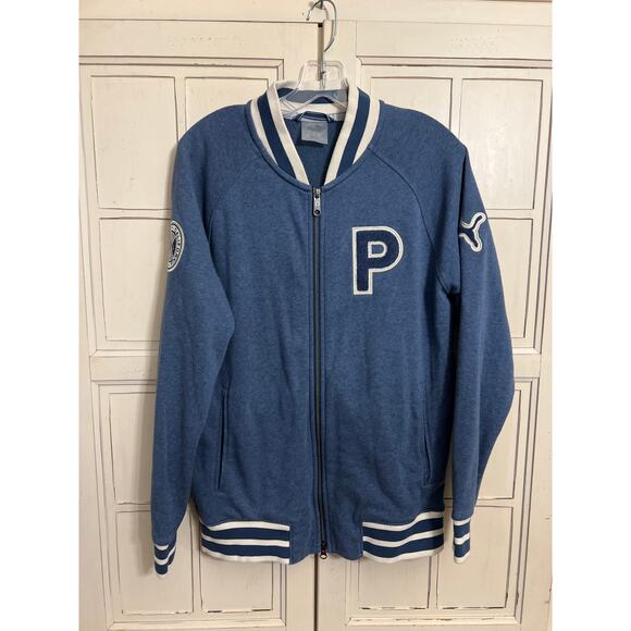 Puma size small mens zip up letterman jacket golf sweatshirt - Picture 1 of 4